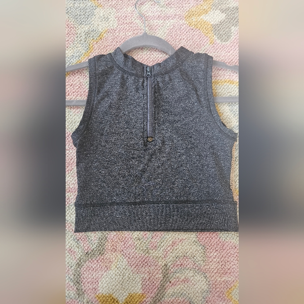 Honeycutt Dancewear Xs Charcoal Zip-Up Crop Top